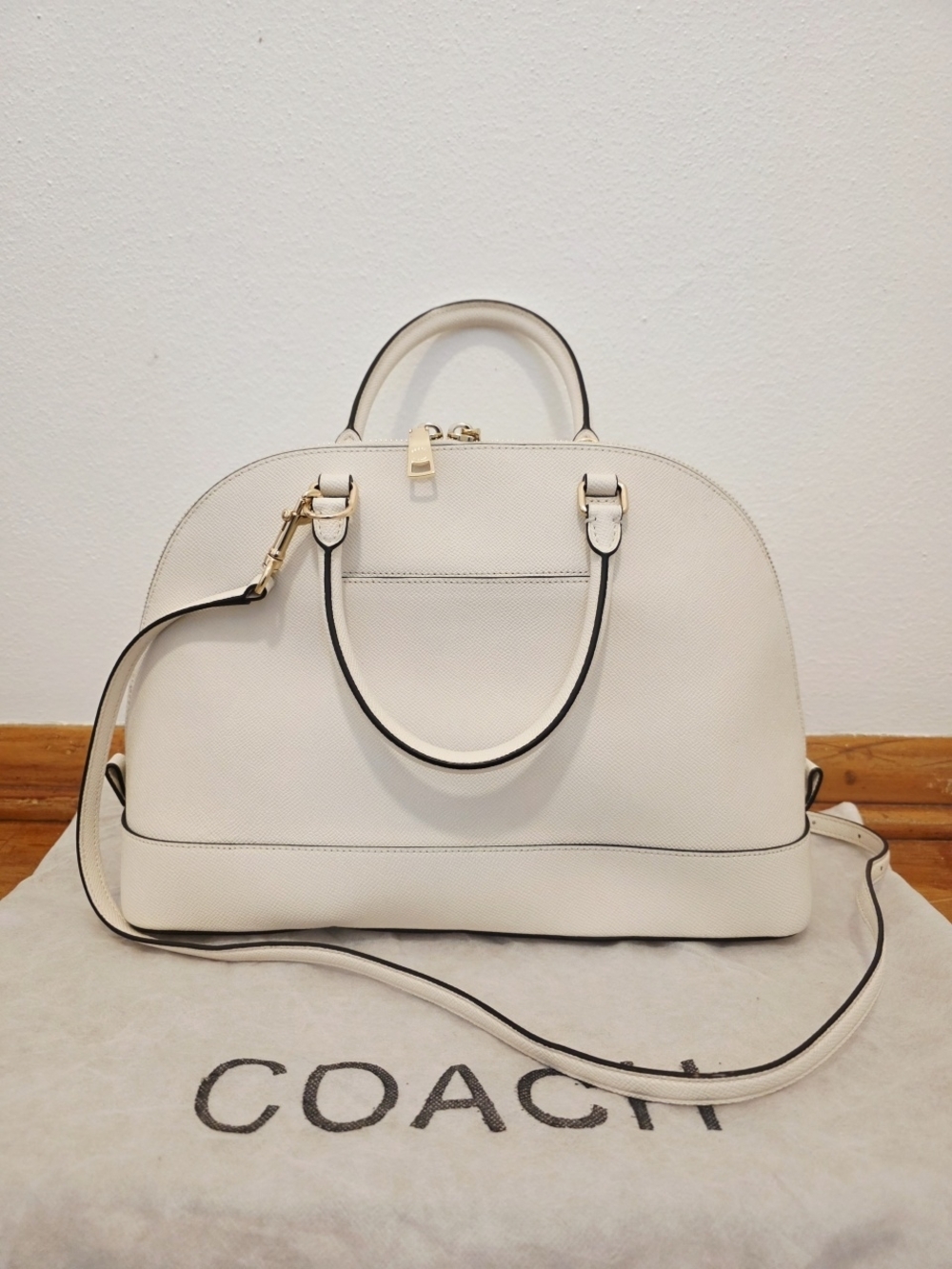 COACH Sierra Satchel + Accordian Zip Wallet w/ Stardust Studs In Chalk - Picture 4 of 16